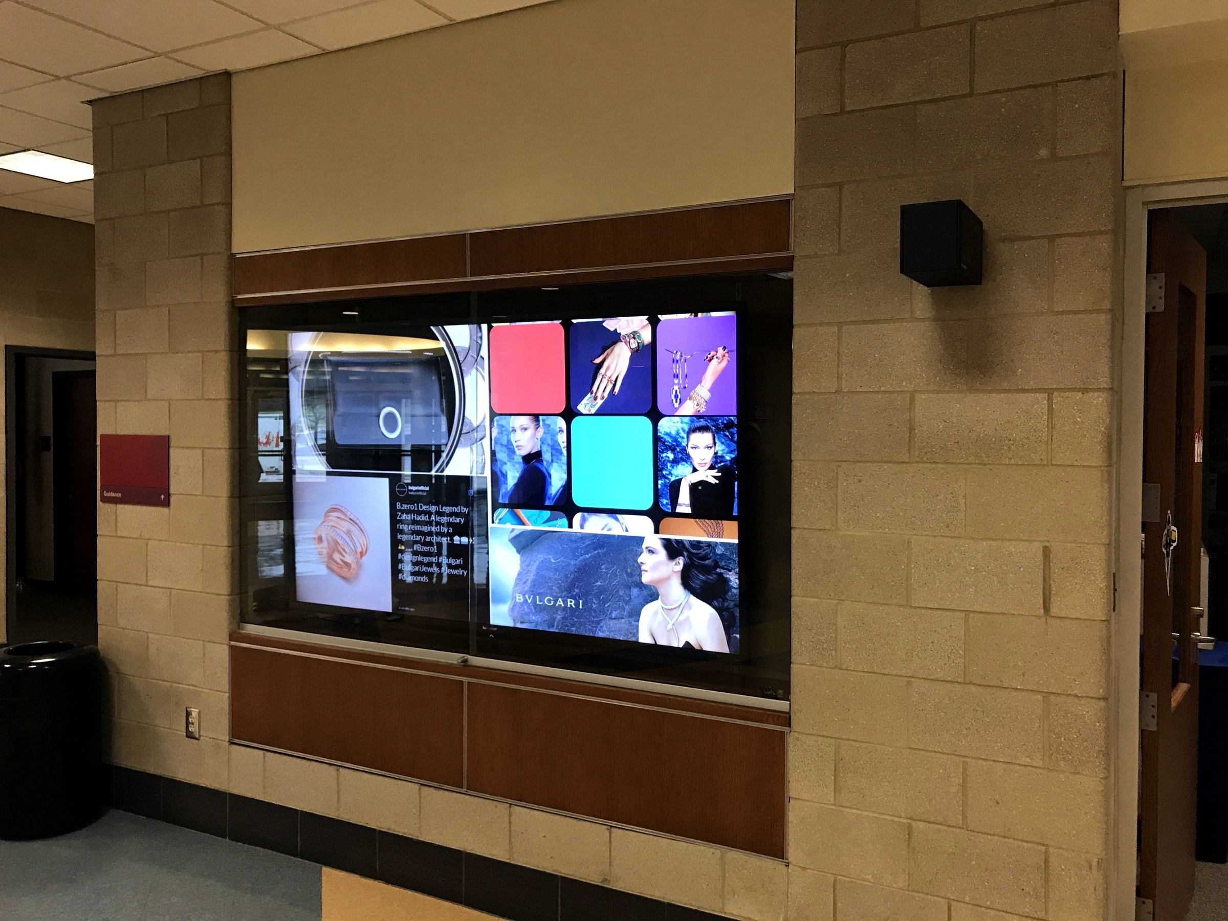 Digital signage display installation for a public school district in Indian Hill, Ohio