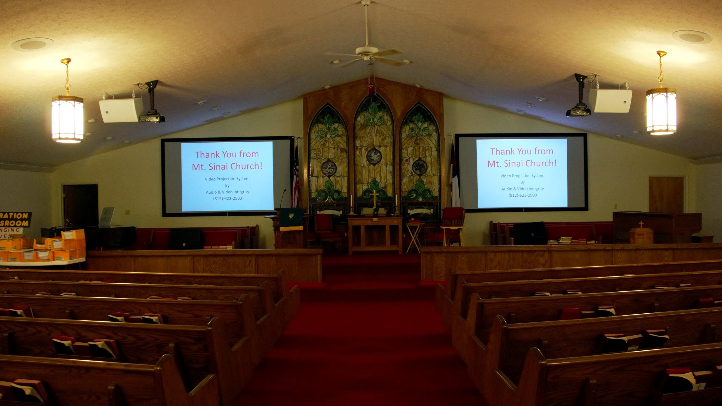 Church audio video installation in a historic worship space